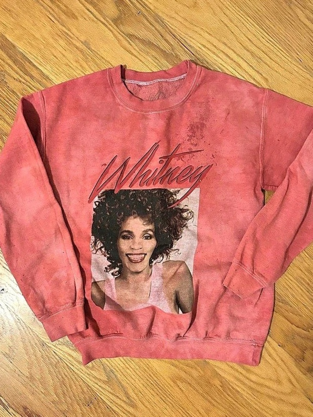 Vintage Whitney Houston Sweatshirt in Hand-Dyed Red